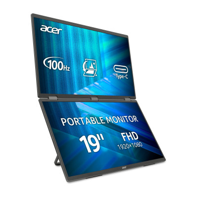 Acer Монітор портативний Dual Portable Acer 18.5" PD193QEbmiuux miniHDMI, 2xUSB-C, MM, IPS, 100Hz, 4ms