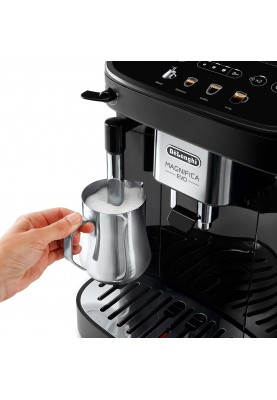 Delonghi Кавомашина Magnifica Evo, 1.8л, зерно+мелена, ручний капуч, дисплей, авторецептів -4, чорний