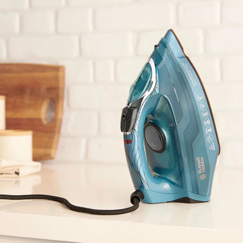 Russell Hobbs Праска Powersteam Ultra Coconut Smooth, 3100Вт, 350мл, паровий удар -230гр, самоочищення, керам. підошва, блакитний