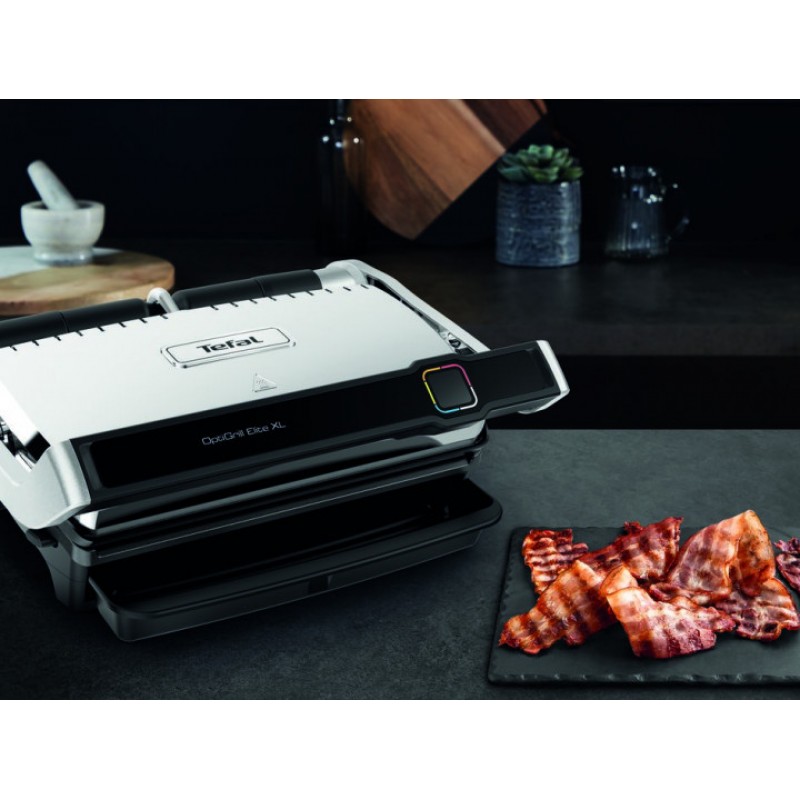 Tefal Гриль прижимний OptiGrill Elite XL 2200Вт, темп. режимів-16, з`ємні пластини, метал