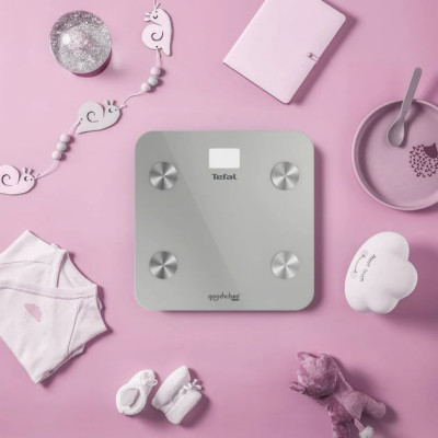 Tefal Ваги підлогові Goodvibes Life, 160кг, Bluetooth, AAAx3 в комплекті, скло, сірий