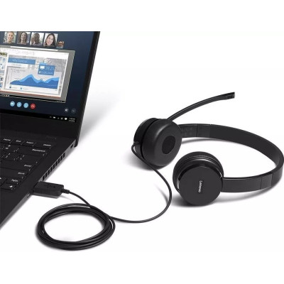 Lenovo Гарнітура ПК стерео On-ear 100, USB, 1.8м, чорний