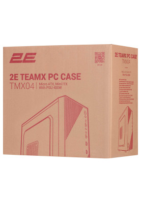 2E Корпус TeamX TMX04 з БЖ 2E ATX400W, 2xUSB2.0, 1x80мм, VGA 220мм, mATX, чорний