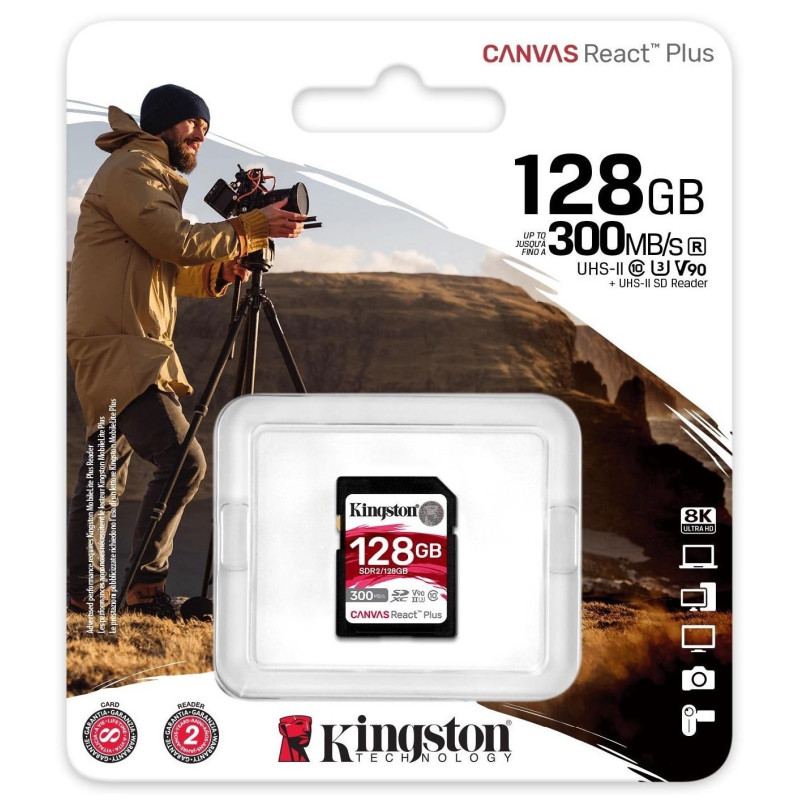 Kingston Карта пам'яті 128GB SDXC C10 UHS-II U3 R300/W260MB/s