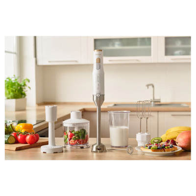 Sencor Блендер заглибний, 1200Вт, 6в1, чаша-800мл, вспінювач молока, білий Sencor Блендер заглибний, 1200Вт, 6в1, чаша-800мл, вспінювач молока, білий