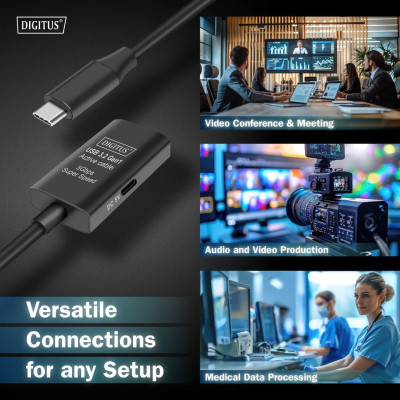 Digitus Подовжувач USB 3.2 Gen1 Active Cable 5G, C/M-C/F, 10м, чорний