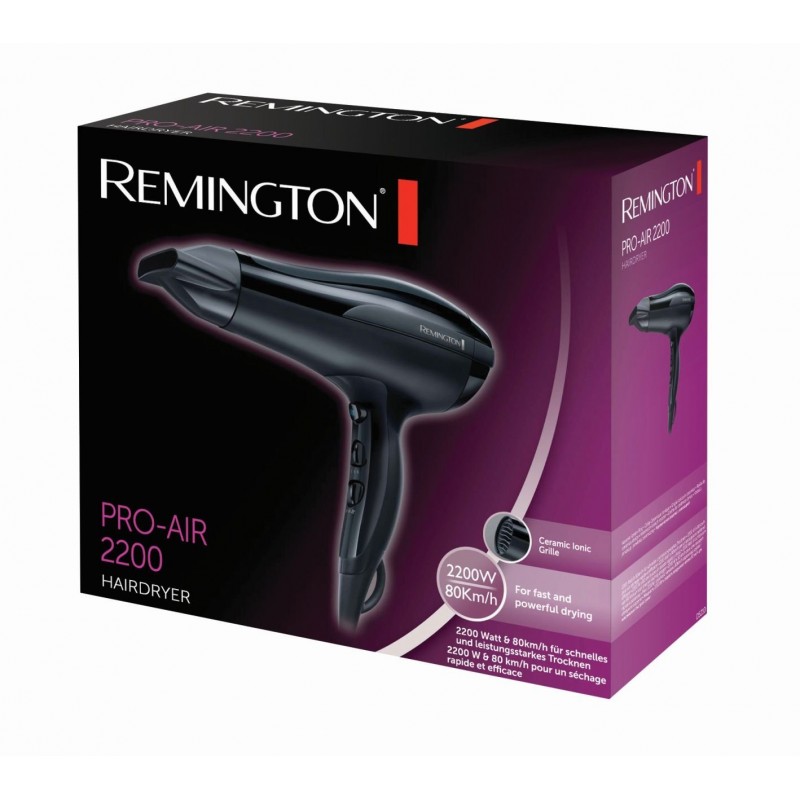 Remington Фен Pro-Air, 2200, 2200Вт, 3 режими, іоніз-я, хол. обдув, чорний