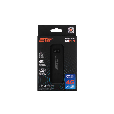 2E Мобільний 4G Wi-Fi маршрутизатор PowerLink (MiFi 1) USB/LTE/1x2FF SIM/WiFi 2.4GHz Black