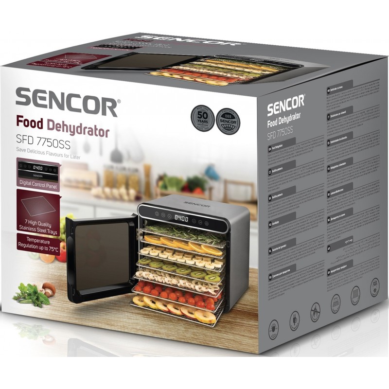 Sencor Сушка для продуктів SFD7750SS, 600Вт, 7 піддонів