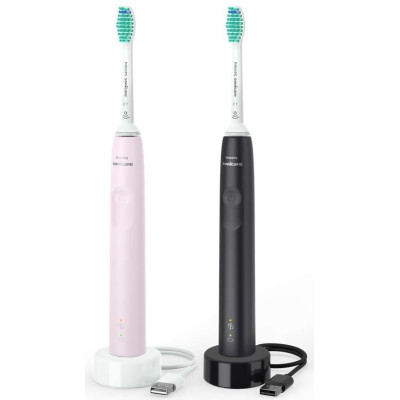 Philips Щітка зубна елекр. Sonicare 3100 series, набір , 31т. колеб/хв, насадок-1, 2 шт в наборі, рожевий, чорний