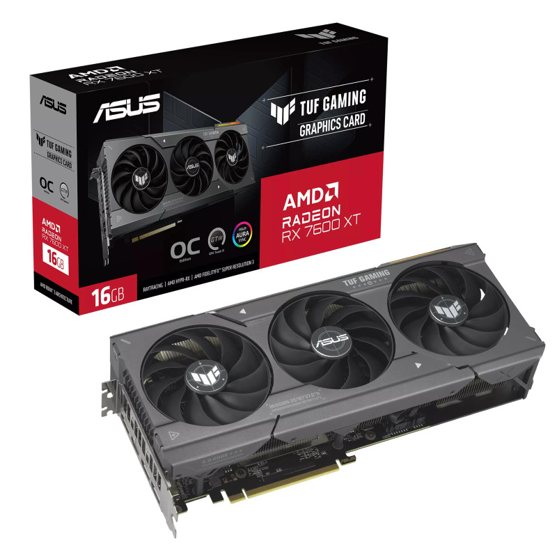ASUS Відеокарта Radeon RX 7600 XT 16GB GDDR6 TUF OC TUF-RX7600XT-O16G-GAMING