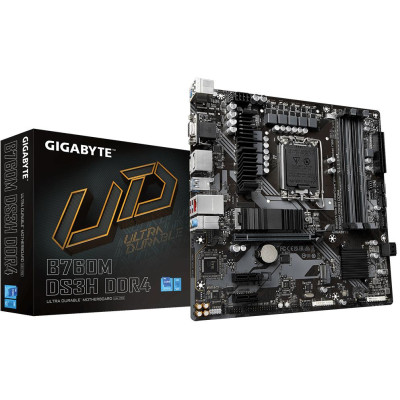 Gigabyte Материнська плата B760M_DS3H_DDR4 s1700 B760 2xDDR4 HDMI DP mATX