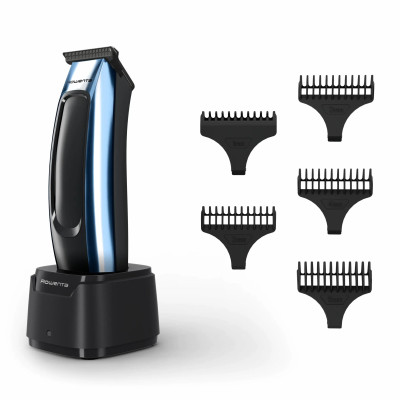 Rowenta Тример Barber Experience, для голови, бороди, мережа+акум., роторний мотор, насадок-5, нержавіюча сталь з покриттям DLC, чорно-синій