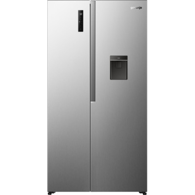 Gorenje Холодильник SBS Gorenje, 179х62х91см, 2 двері, 344(197)л, А+, NF+, Інв., Зона св-ті, диспенсер, Зовн. Диспл, нерж
