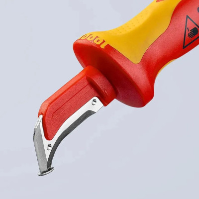 Milwaukee Ніж монтерський KNIPEX, діелектричний, для робіт під напругою 1000В, вигнуте лезо, 180мм, 0.068кг