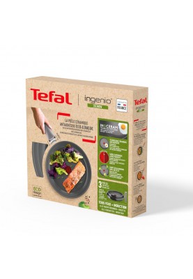 Tefal Набір посуду Ingenio Renew, знімна ручка, 3предмети, алюміній, бакеліт, сірий