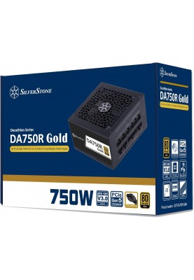 SilverStone Блок живлення Decathlon (750W), >90%, 80+ Gold, 120мм, 1xMB, 24pin(20+4), 2xCPU 8pin(4+4), 4xMolex, 8xSATA, 4xPCIe 8pin(6+2), 1 x -2x6, Fully modular