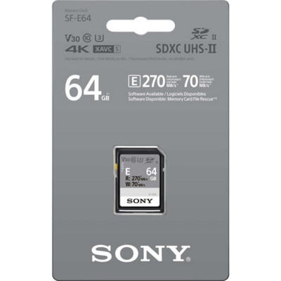 Sony Карта пам'яті SDXC 64GB C10 UHS-II U3 V30 R270/W45MB/s