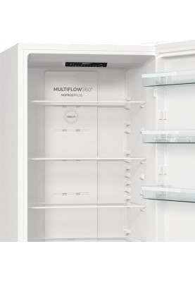 Gorenje Холодильник з нижн. мороз. камерою, 200х60х60см, 2 двері, 235(96)л, А++, NoFrost+, Зона св-ті, білий