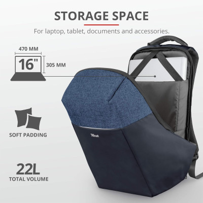 Trust Рюкзак Nox Anti-theft 16" BLUE