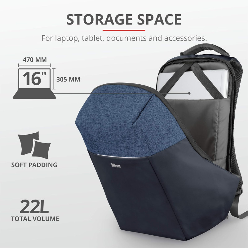 Trust Рюкзак Nox Anti-theft 16" BLUE