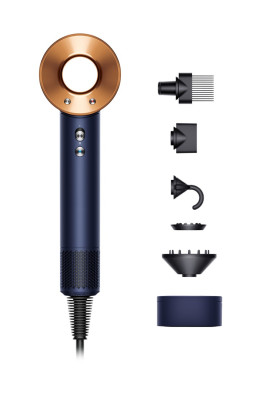Dyson Фен HD07 Supersonic Prussian Blue/Rich Copper, 1600Вт, 4 режими, іонізація, хол. обду, кейс для зберігання, синьо-мідний