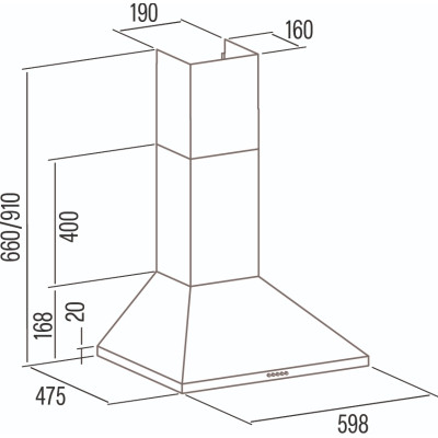 Cata Витяжка Cata купольна, 60см, 395м.куб/рік, VK 6000 X, нерж