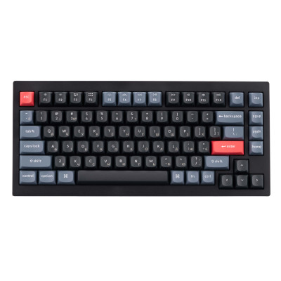 Keychron Клавіатура V1 84Key, Gateron G Pro Blue, Hot-Swap, QMK, USB-A, EN/UKR, RGB, Carbon Black