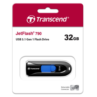 Transcend Накопичувач 32GB USB 3.1 Type-A JetFlash 790 Чорний