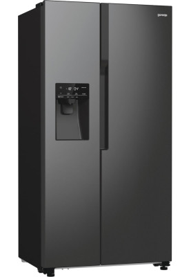 Gorenje Холодильник SBS, 179х70х92см, 2 двері, 376(190)л, А++, NF+, Інв., Зона св-ті, диспенсер, генератор льоду, Зовн. Диспл, чорний