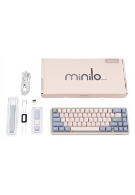 Varmilo Клавіатура механічна Minilo VXT67 Eucalyptus 67Key, Gateron G Pro 2.0 White, BT/WL/USB-A, Hot-Swap, EN, RGB, Рожевий