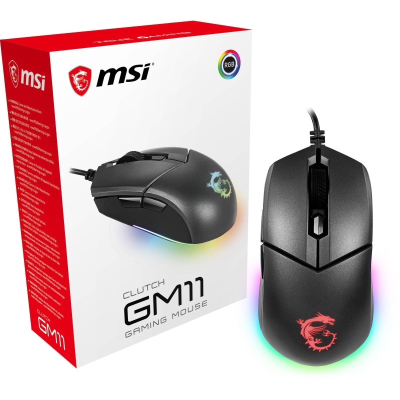 MSI Миша Clutch GM11, RGB, USB-A, чорний