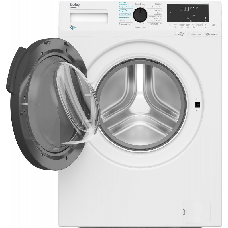 Beko Прально-сушильна машина фронтальна, 7(4)кг, 1200, B, 45см, дисплей, білий