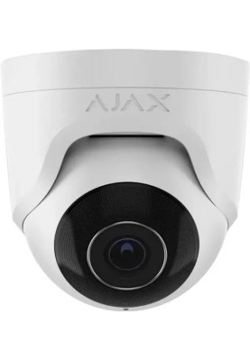 Ajax IP-Камера дротова TurretCam, 8мп, 2.8мм, Poe, True WDR, IP 65, ІЧ 35м, аудіо, кут огляду 100° до 110°, купольна, біла