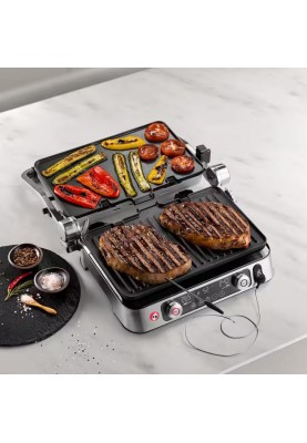 Delonghi Гриль притискний MultiGrill 2200Вт, темп. режимів-3, з'ємні пластини, термощуп, метал