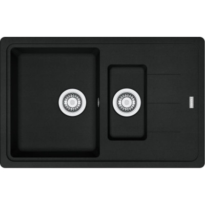 Franke Мийка кухонная Basis, фраграніт, прямокутник, з крилом, 780х500х200мм, чаша - 1,5, врізна, BFG 651-78, чорний матовий