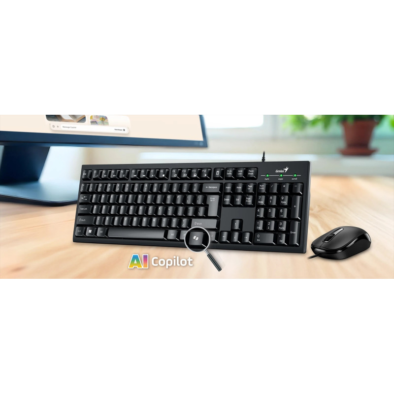 Genius Комплект клавіатура та миша Genius KM-100SE, AI, EN/UKR, чорний
