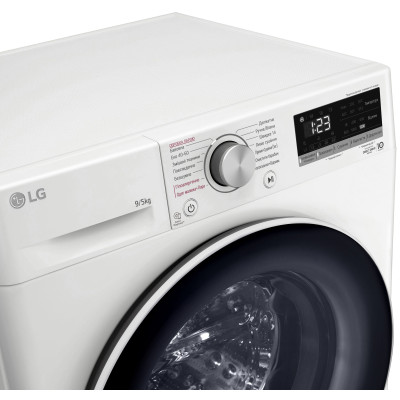 LG Прально-сушильна машина фронтальна, 9(5)кг, 1200, А, 48см, дисплей, пара, інвертор, білий