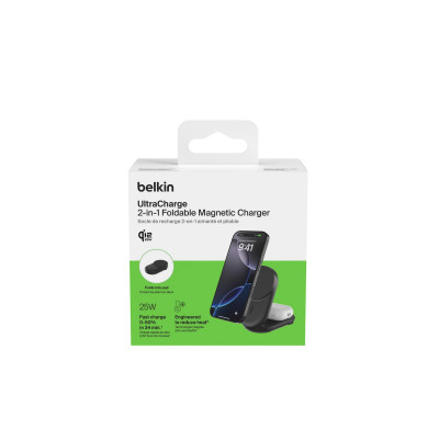 Belkin Зарядне бездротовий пристрій Belkin UltraCharge 2-in-1 Foldable Magnetic Charging 25Вт, чорний