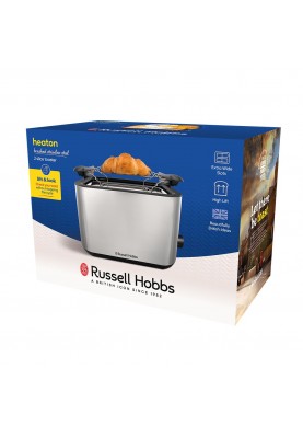 Russell Hobbs Тостер Heaton, нержав., підігрів, розморожування, чорний+нерж