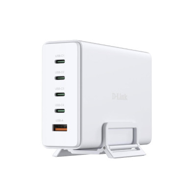 D-Link Зарядний пристрій мережевий DCF-241 240Вт GaN 4хUSB-С, 1xUSB-A, білий D-Link Зарядний пристрій мережевий DCF-241 240Вт GaN 4хUSB-С, 1xUSB-A, білий