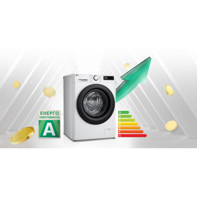 LG Пральна машина фронтальна, 8кг, 1200, A, 48см, дисплей, пара, інвертор, білий
