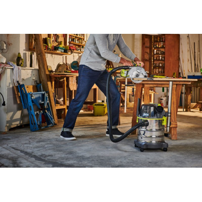Ryobi Пилосос акумуляторний будівельний R18WDV-0 ONE + 18В, 18л (без АКБ та ЗП)