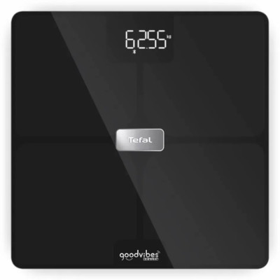 Tefal Ваги підлогові Body Fat Goodvibes Health, 180кг, 1 х Li-ion, скло, чорний