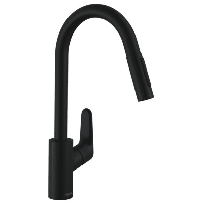 Hansgrohe Змішувач для кухні Focus M41, довж.виливу - 235мм, витяжний, 1важіль, KM240, чорний матовий