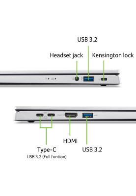 Acer Ноутбук Aspire Go AG15-32P 15.6" FHD, Intel C N150, 8GB, F256GB, UMA, Lin, сріблястий