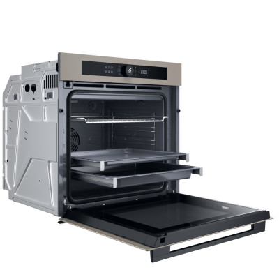 Whirlpool Духова шафа Whirlpool електрична, 73л, A+, дисплей, конвекція, піроліз, телескопічні напрямні, бежевий