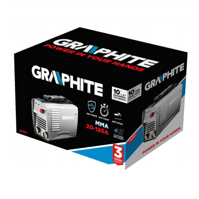 Graphite Зварювальний апарат інверторний 56H811, 120А, 4.9кВт, 220-230В, IGBT, Hot start, 4.7кг