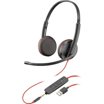 Poly Гарнітура стерео комп'ютерна On-ear Blackwire 3225 HS, USB-A, 3.5 мм, всеспрямований, чорний
