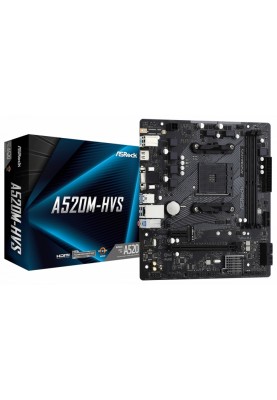 ASRock Материнська плата  A520M-HVS sAM4 A520 2xDDR4 HDMI-VGA USB 3.2 mATX